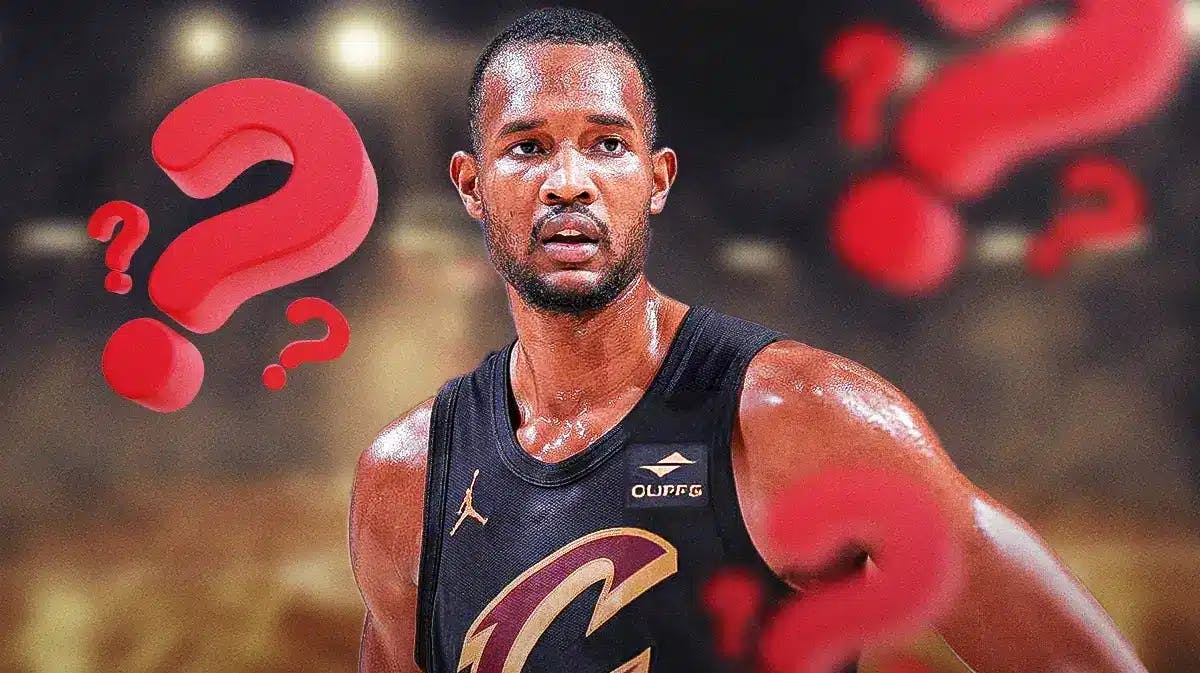 Evan Mobley surrounded by question marks (Cleveland Cavaliers