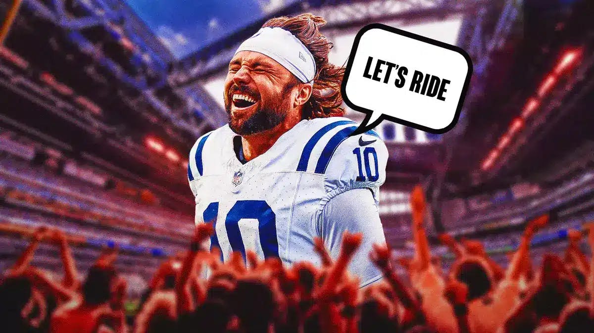 Indianapolis Colts' Gardner Minshew and speech bubble “Let’s Ride”