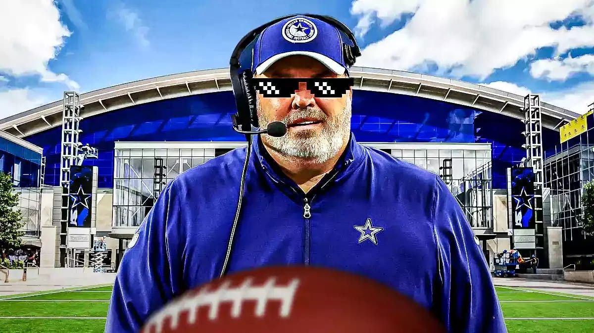 Cowboys' Mike McCarthy wearing meme sunglasses