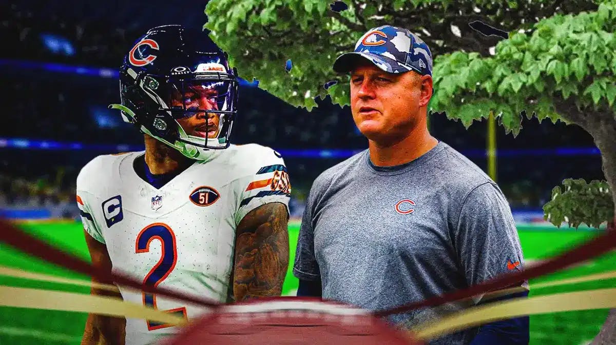 Chicago Bears WR DJ Moore and offensive coordinator Luke Getsy