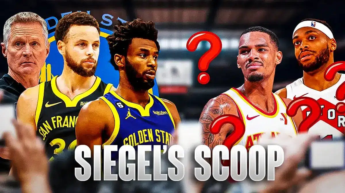 "Siegel's Scoop" with Steve Kerr, Stephen Curry, Andrew Wiggins, Dejounte Murray and Bruce Brown with question marks