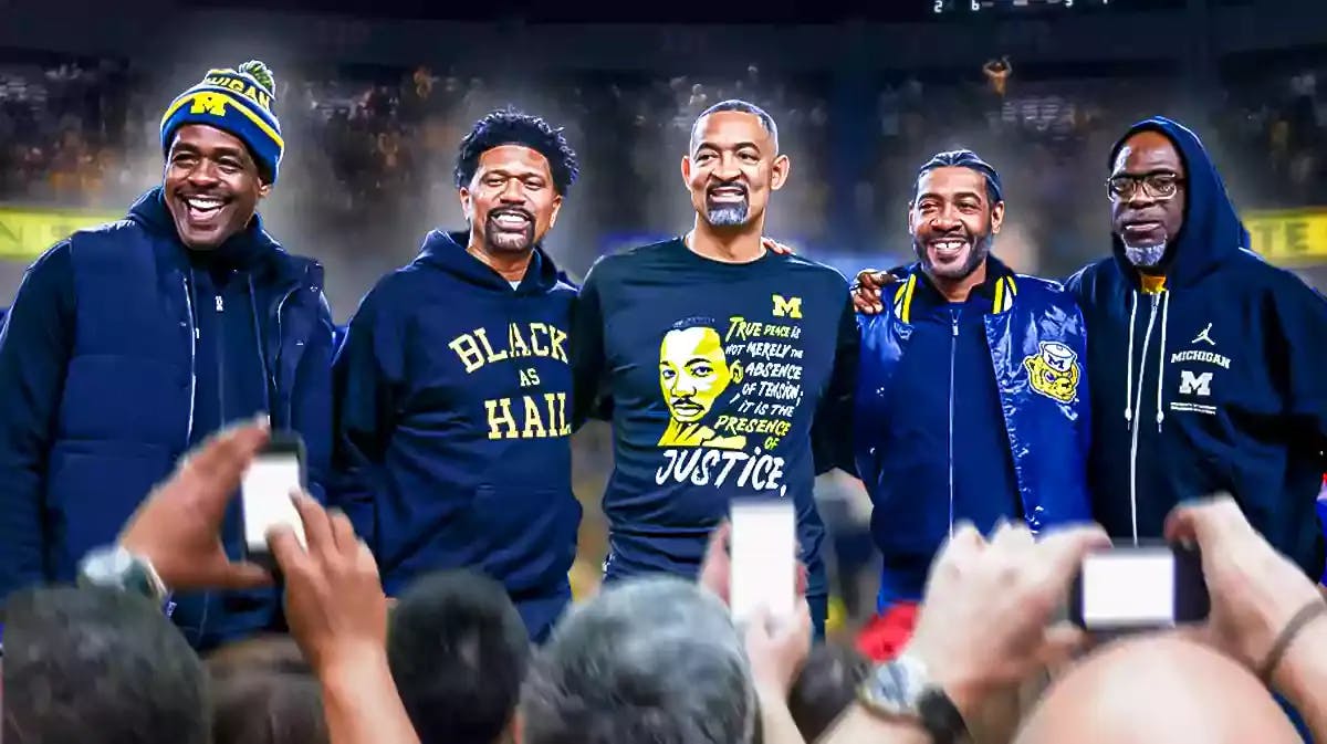 The Fab 5 Michigan basketball squad reunited as members watched Juwan Howard coach their team in a heated Big 10 match vs. the Buckeyes.