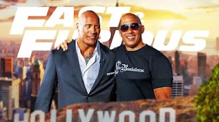 Fast & Furious logo with Dwayne Johnson and Vin Diesel.