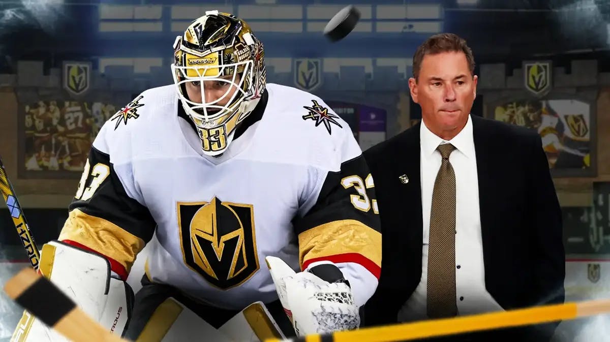 Golden Knights star Adin Hill and coach Bruce Cassidy.