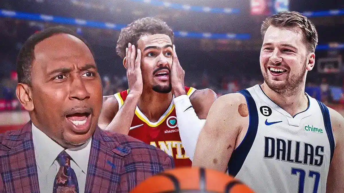 A disgusted Stephen A. Smith with Atlanta Hawks Trae Young and Dallas Mavericks Luka Doncic
