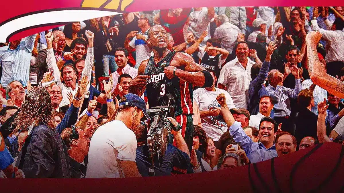 Miami Heat legend Dwayne Wade in the middle of fans