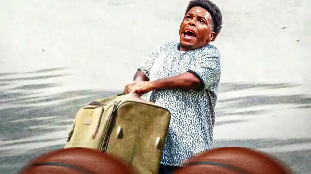 Kyle Lowry (Heat/Hornets) as a man packing his bag