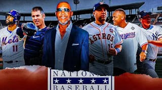 Gary Sheffield, Carlos Beltran, Joe Mauer, Jose Bautista, Adrian Beltre, Andy Pettitte all around the graphic and in the middle is the National Baseball Hall of Fame logo.