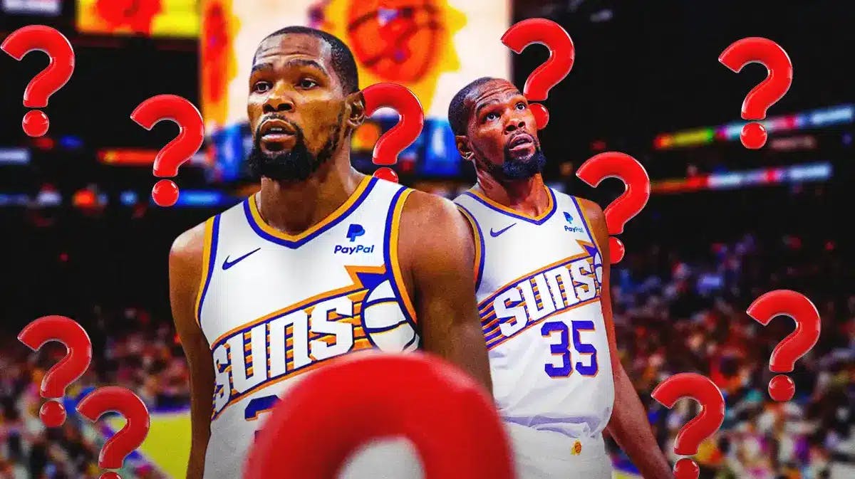 Kevin Durant with question marks around him