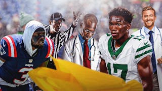 Jets' Garrett Wilson, Patriots' Jabrill Peppers, two doctors and a ref