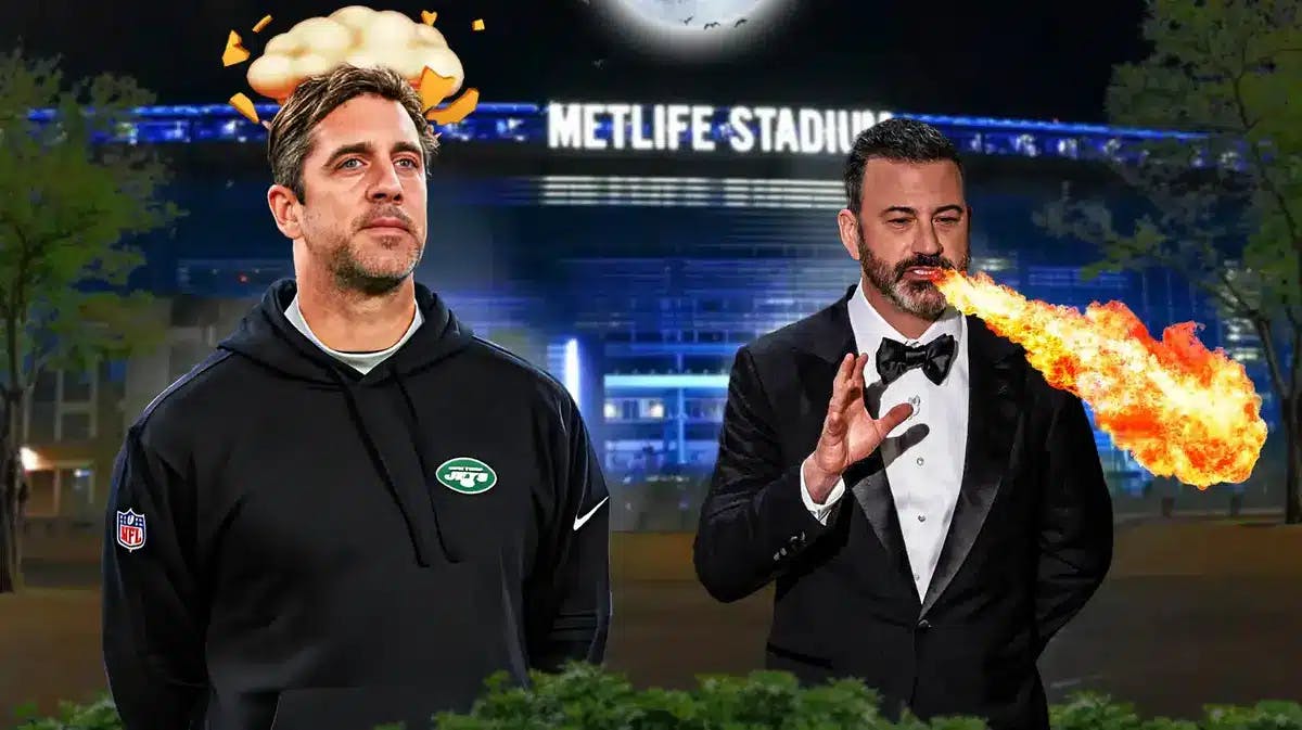 Jimmy Kimmel with fire coming out his mouth. Add Aaron Rodgers with mind-blown head