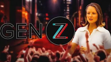 Jodie Foster and a Generation Z logo.