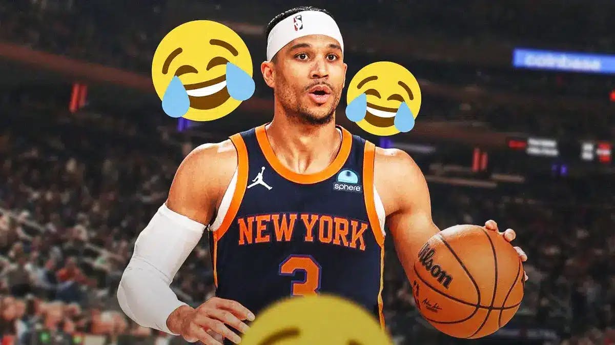Knicks' Josh Hart, Madison Square Garden, laughing emojis above
