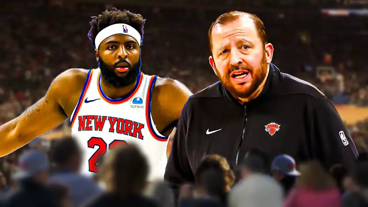 Mitchell Robinson and Tom Thibodeau with the Knicks arena in the background, Daniel Gafford NBA Trade Deadline
