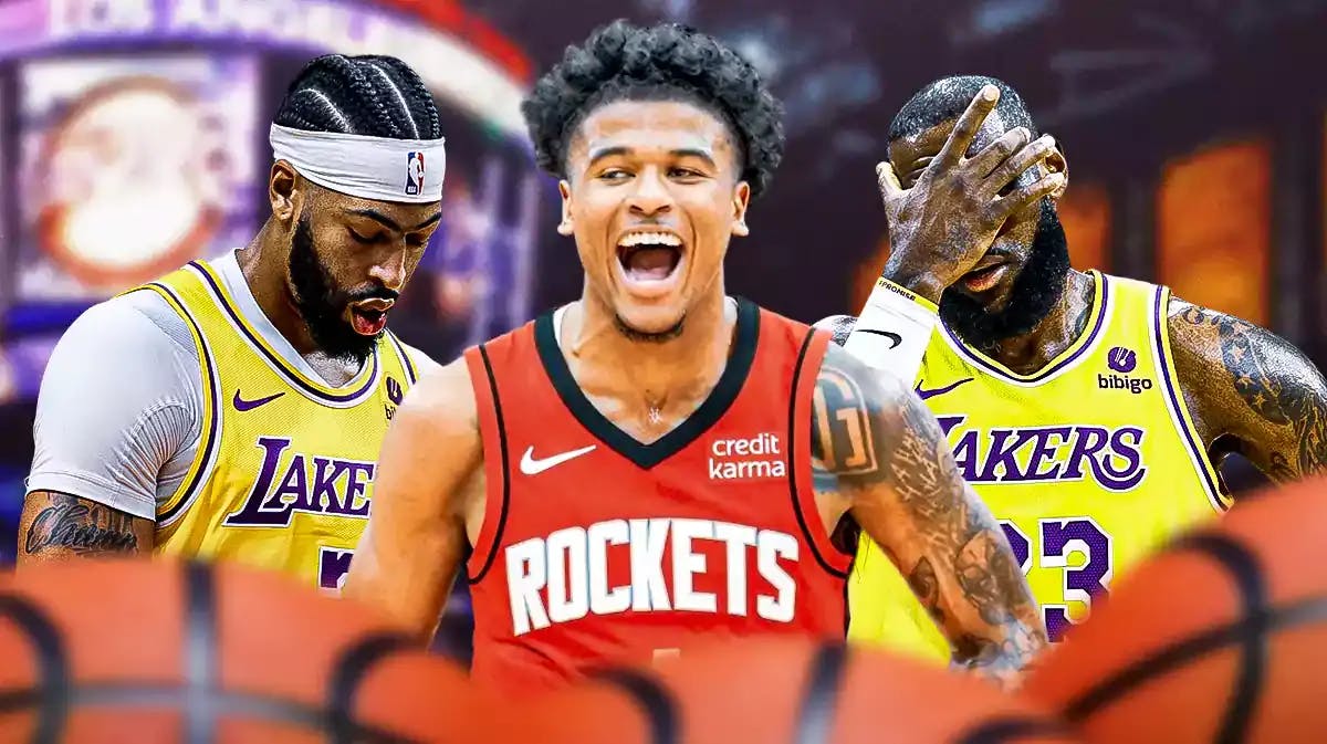 Lakers LeBron James and Anthony Davis with Rockets Jalen Green