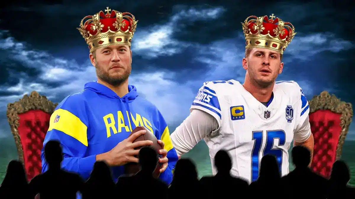Lions Jared Goff and Rams Matthew Stafford after NFL Playoffs game