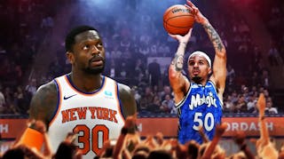 Magic Cole Anthony shooting over Knicks Julius Randle