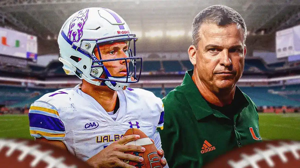 Miami football adds Albany QB Reese Poffenbarger in transfer portal.