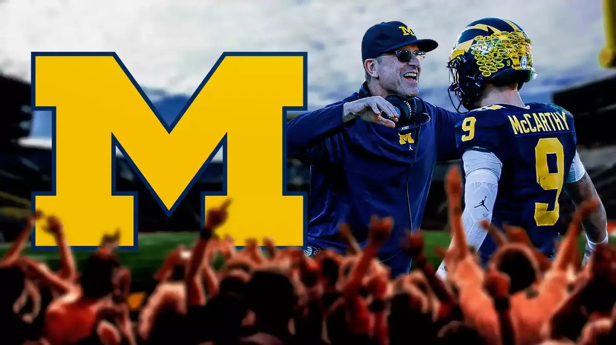Jim Harbaugh and JJ McCarthy shared a special midfield moment after the Michigan football squad took down Alabama in the Rose Bowl.