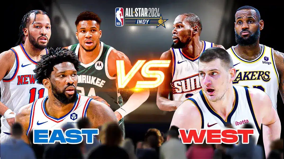 NBA All-Stars East vs. West with Joel Embiid, Jalen Brunson, Giannis Antetokounmpo, Nikola Jokic, Kevin Durant and LeBron James
