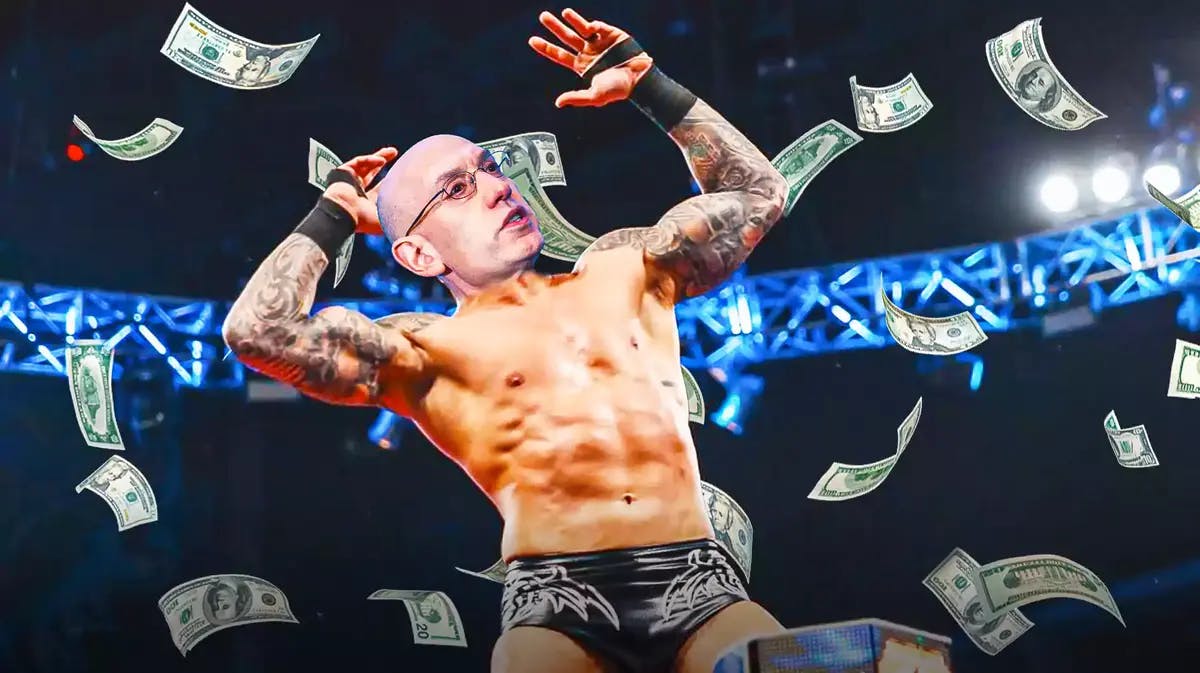 Adam Silver (NBA commissioner) as Randy Orton with money raining in the background