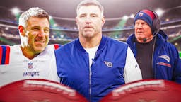 Current Tennessee Titans head coach Mike Vrabel and New England Patriots head coach Bill Belichick