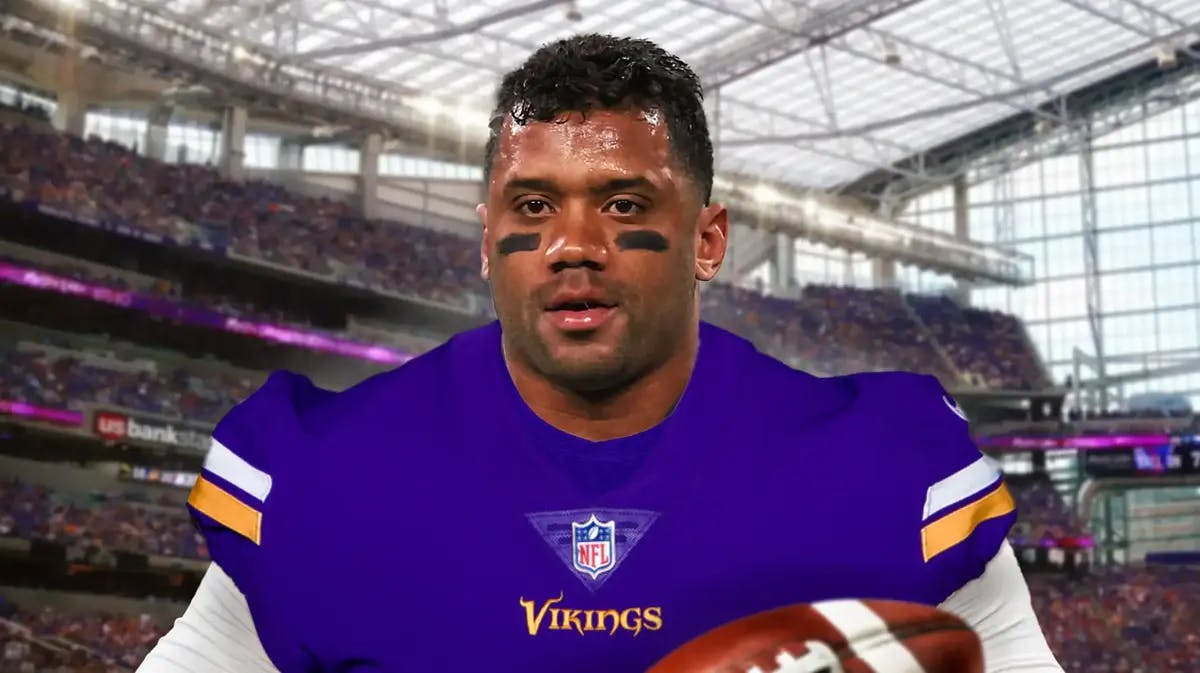 Russell Wilson in a Minnesota Vikings jersey.