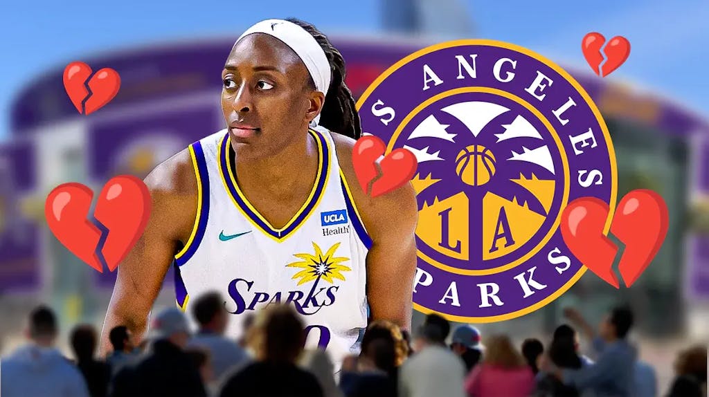 Los Angeles Sparks player Nneka Ogwumike and a heartbreak emoji with the Los Angeles Sparks logo