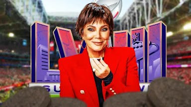 Kris Jenner with an Oreo at Super Bowl.