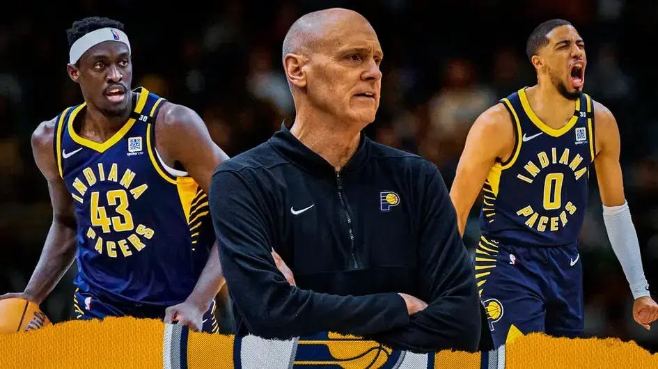 Pacers Pascal Siakam, Tyrese Haliburton, and Rick Carlisle after loss to Nuggets