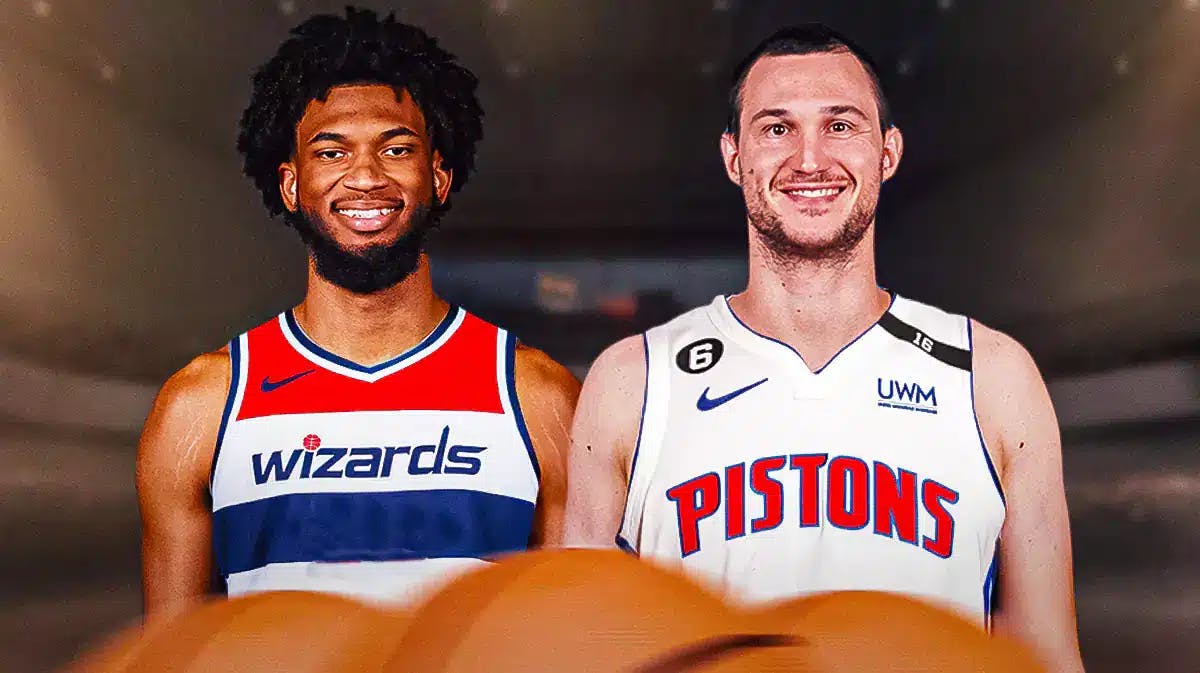 Marvin Bagley III in a Wizards jersey and Danilo Gallinari in Pistons jersey after trade