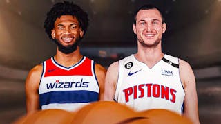 Marvin Bagley III in a Wizards jersey and Danilo Gallinari in Pistons jersey after trade