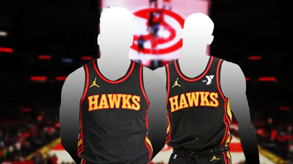Photo: Silhouettes of Clint Capela, Dejounte Murray in Hawks jerseys