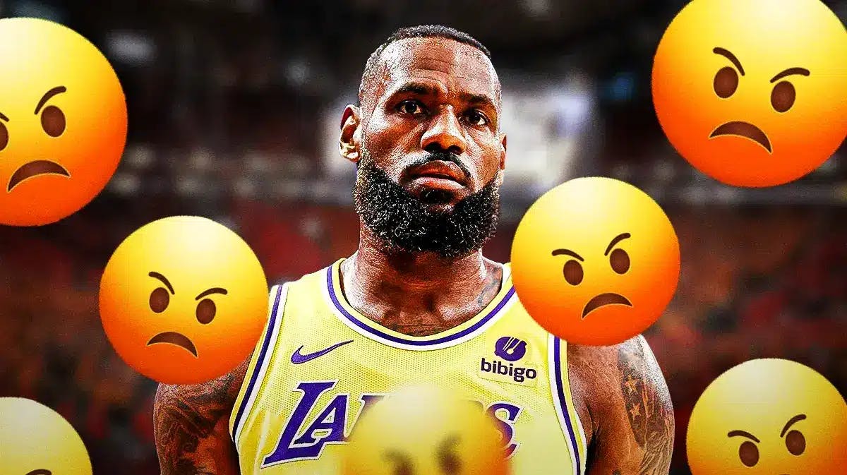 LeBron James surrounded by angry emojis.