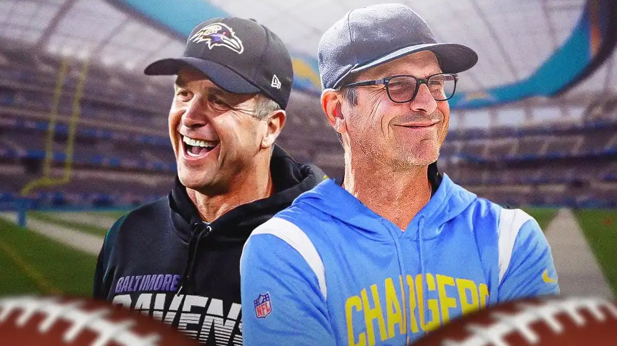 Baltimore Ravens head coach John Harbaugh and his brother, new Los Angeles Chargers coach, Jim Harbaugh