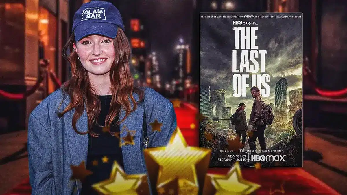 Kaitlyn Dever next to The Last of Us poster.
