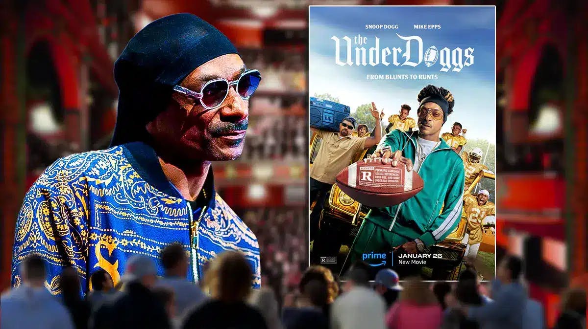 Snoop Dogg with poster for The Underdoggs.