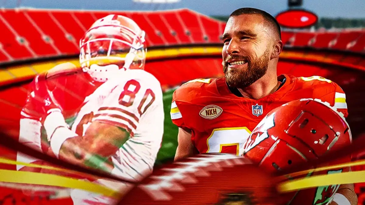 Kansas City Chiefs tight end Travis Kelce and Hall of Fame wide receiver Jerry Rice