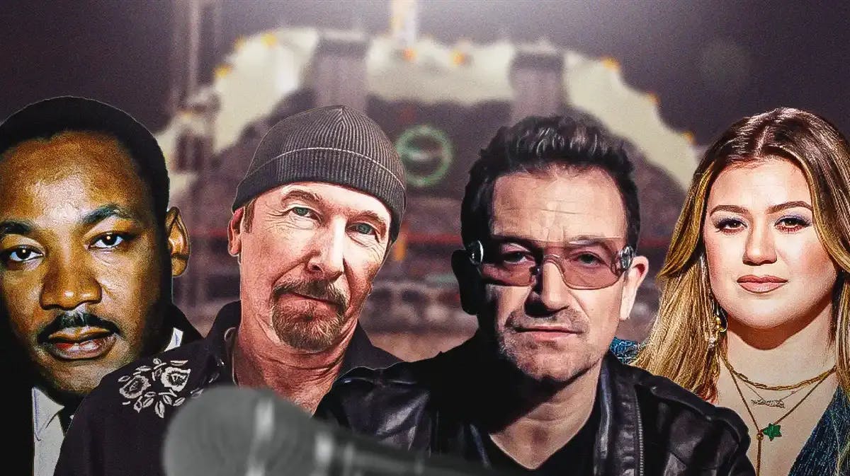 Martin Luther King Jr. (MLK) with U2 The Edge and Bono and Kelly Clarkson.