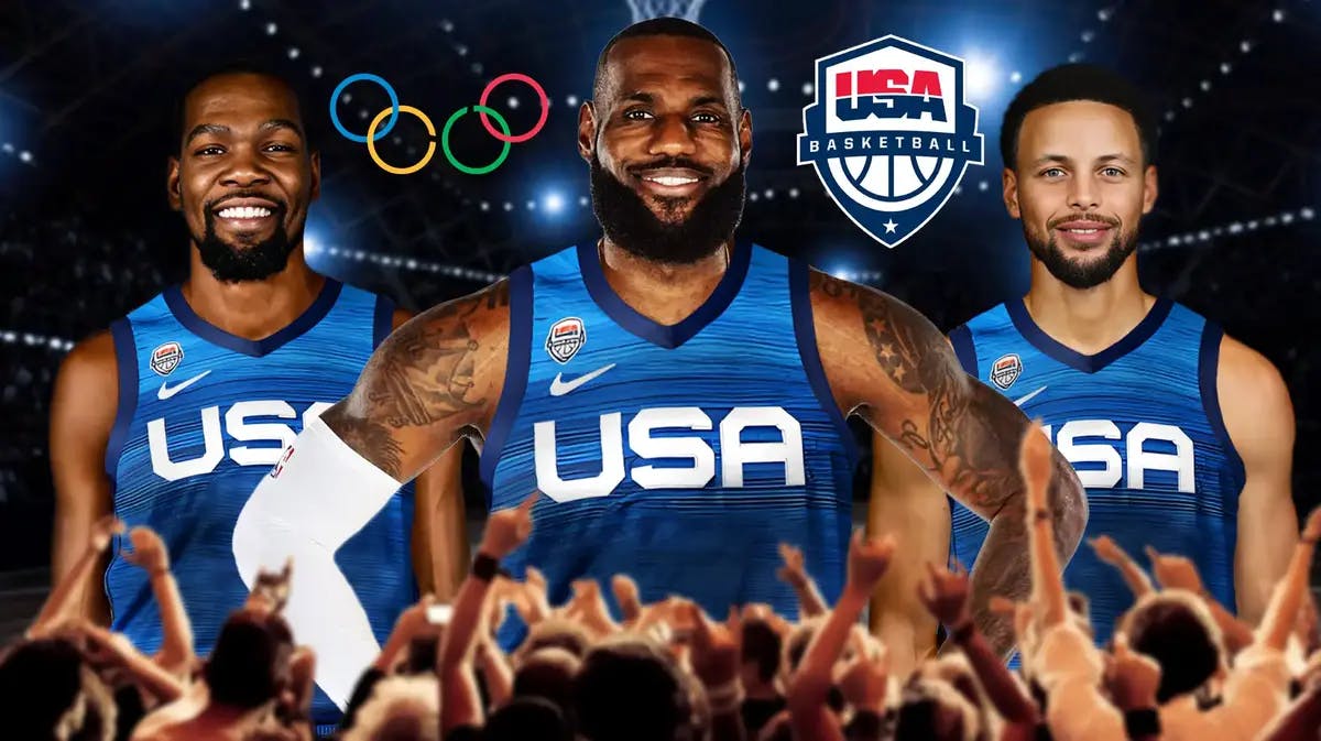 LeBron James, Kevin Durant and Stephen Curry in Team USA jerseys