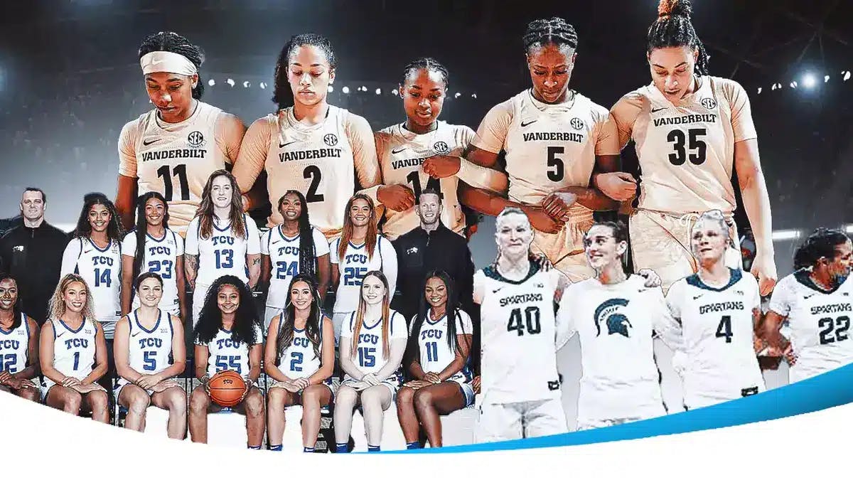 Players from the Vanderbilt women’s basketball team, TCU women’s basketball team and Michigan State women’s basketball