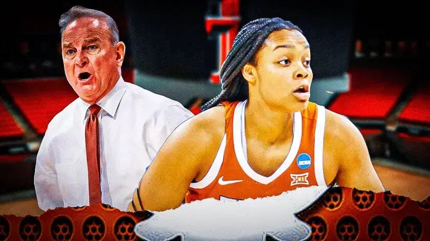 Texas women’s basketball player Aaliyah Moore and Texas women’s basketball head coach Vic Schaefer