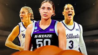 Kansas State women’s basketball players Ayoka Lee, Gabby Gregory and Jaelyn Glenn