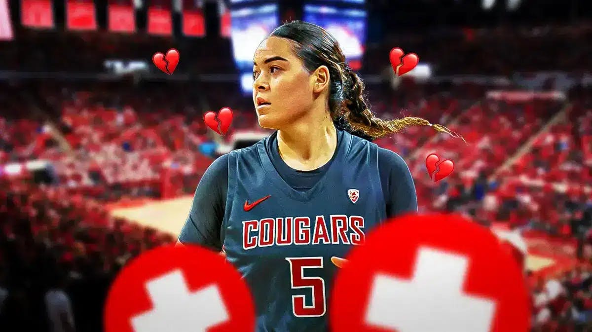 Washington State women’s basketball player Charlisse Leger-Walker, with the medical cross symbol and the heartbroken emoji