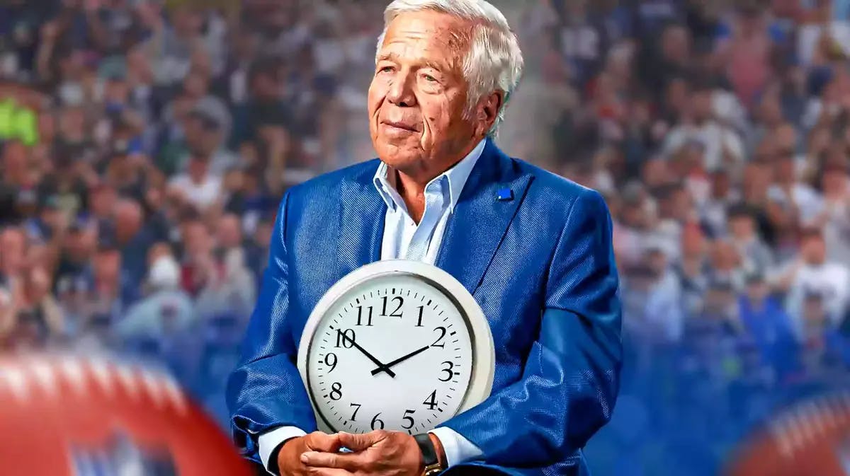 Patriots owner Robert Kraft with a clock