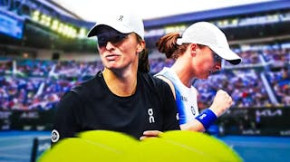 Photo: Iga Swiatek looking stressed playing at Australian Open