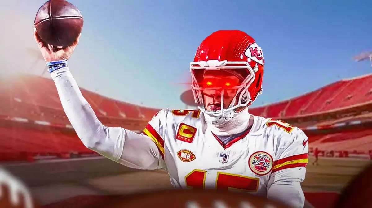 ACTION SHOT of Patrick Mahomes (Chiefs) with laser eyes