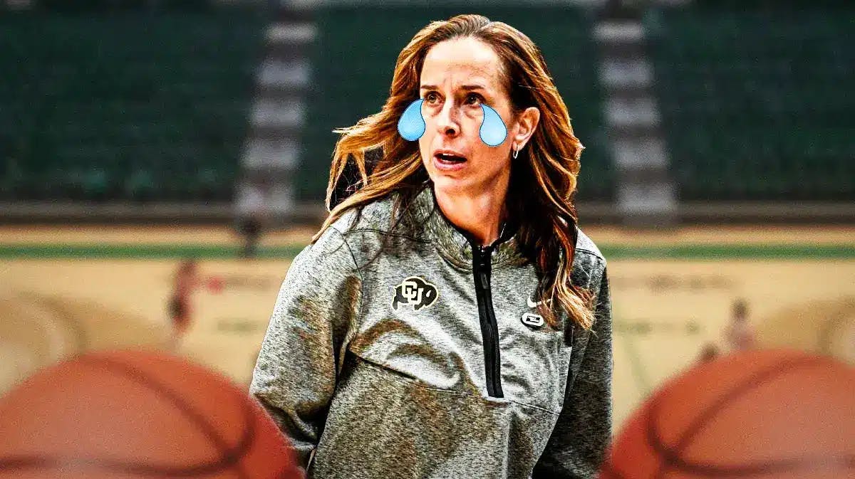 Colorado women’s basketball coach JR Payne, with tear drop emojis as if she’s upset/crying
