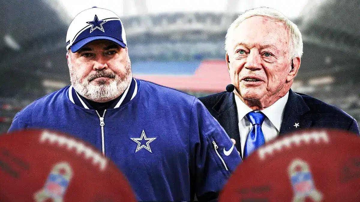 Returning Cowboys head coach Mike McCarthy next to owner Jerry Jones
