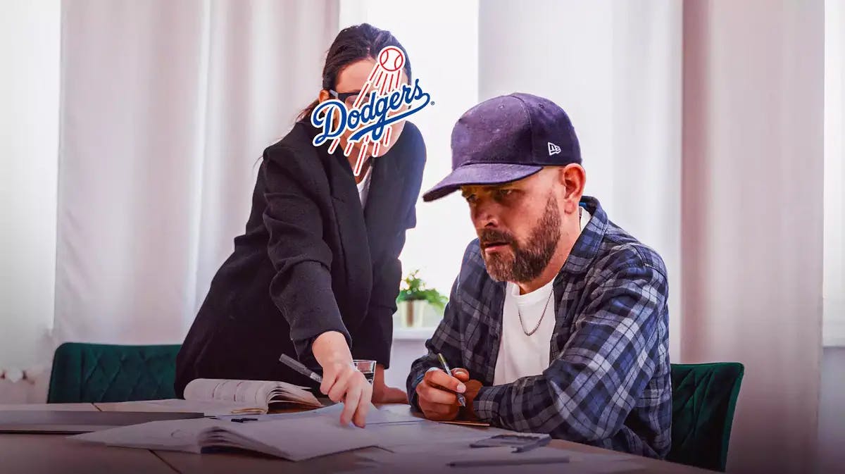 James Paxton (Dodgers) as the guy and a Dodgers logo on the face of the woman